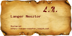 Langer Nesztor névjegykártya